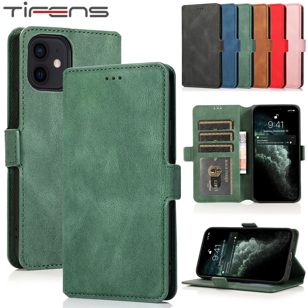 Кожаный флип-чехол для телефона iPhone 14 13 12 Mini 11 Pro X XS Max XR 6 6s 7 8 Plus SE 2020 2022 слоты карт