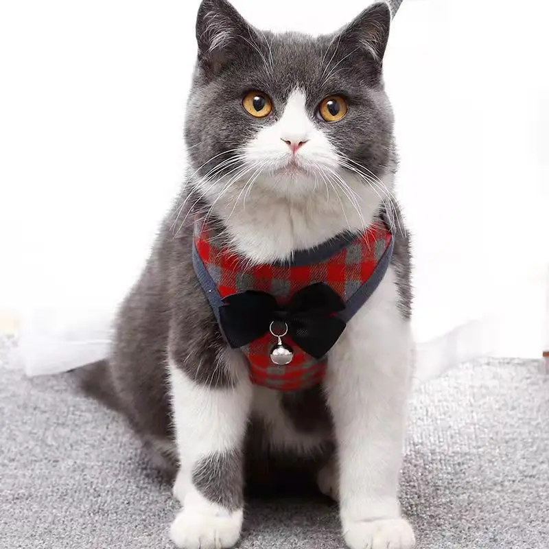 

Bowknot Cat Harness and Leash Set Adjustable Vest Escape Proof for Puppy Dogs Kitten Easy Control Reflective Leads Pet Supplies