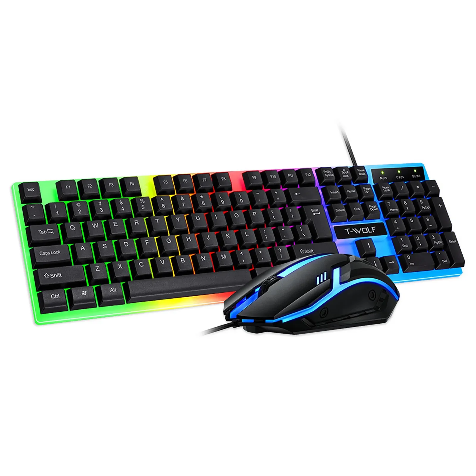

Wired keyboard and mouse set with Backlit for Gamer Keypad Mouse Mechanical gaming 104Keys 1600dpi ergonomic dropshipping