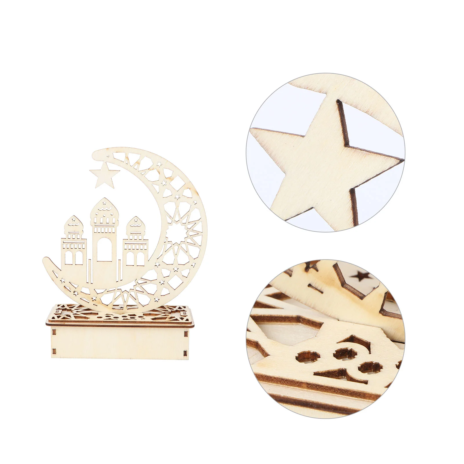 

Ramadan Eid Mubarak Night Moon Table Lights Festival Led Lamp Cutouts Wood Centerpieces Wooden Decor Decoration Hollow Ornament