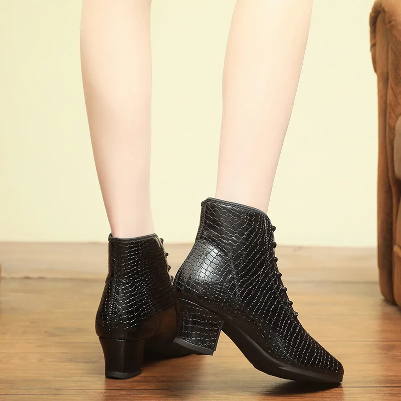 SUN LISA Women's Lady's Girl's Full Sole Chunky Heel Dance Boots Jazz Shoes Ballroom Modern Latin Dance Shoes