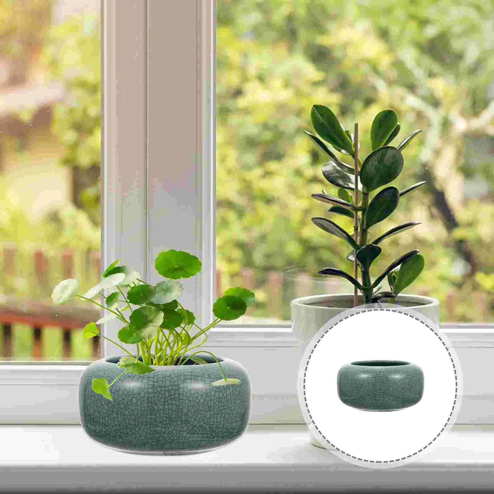 

Pot Potsceramic Flower Succulent Round Planter Decorative Bowlbonsai Planters Desktop Orchidindoor Retro Gardening Vasebud
