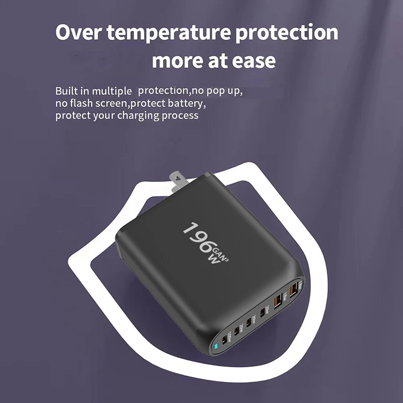 Зарядное устройство USB C Gan 196 Вт адаптер питания для быстрой зарядки 100 6 портов Ipad