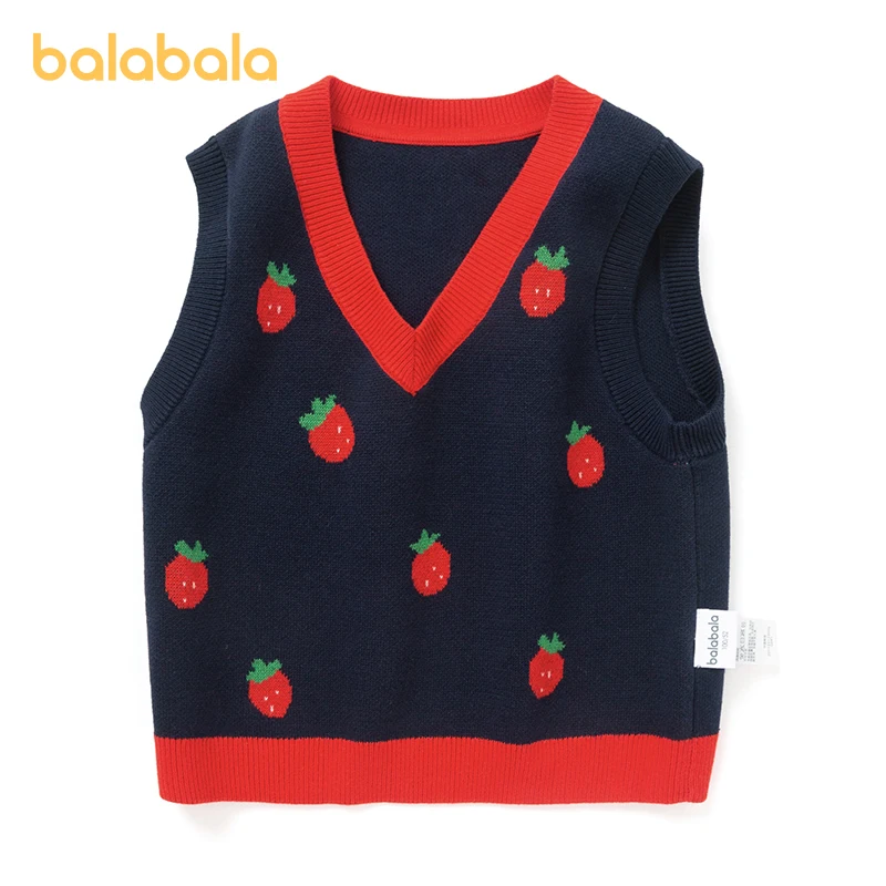 

Осенний вязаный жилет для девочек Balabala, Модный Цветной пуловер контрастных цветов