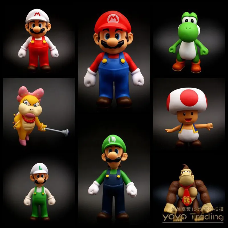

12cm Super Mario PVC Action Figure Doll Toys Super Mario Game Plastic Model Birthday Cake Figure Decoration Kids Gift Toys