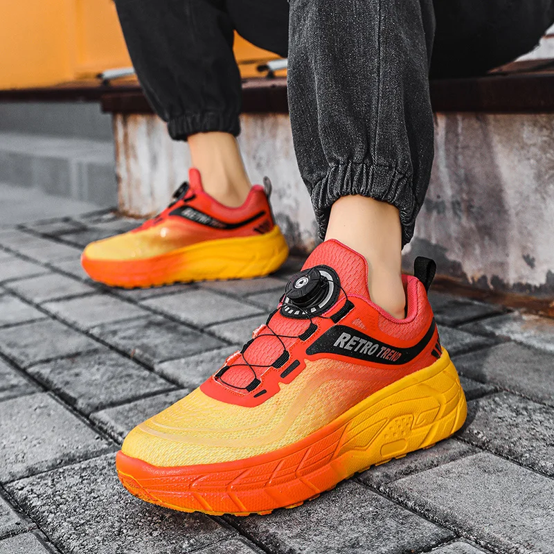 Hot Sales Men Free Running Shoes Men Rotating Button Sports Jogging Shoes Women New Unisex Athletic Training Shoes Male Footwear