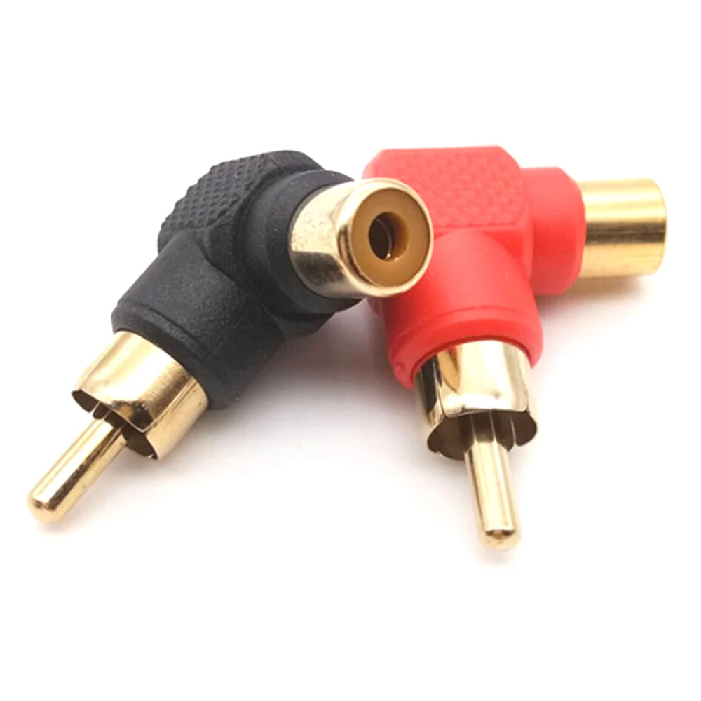 

0PCS 90 Black Red Degree RCA Right Angle Male To Female Plug Adapters Audio Adapter Connector