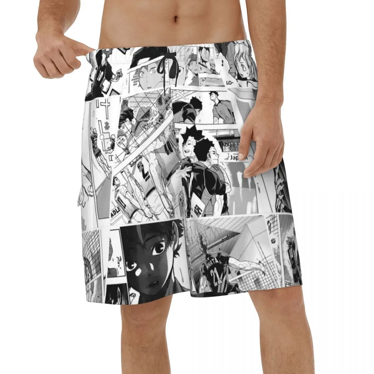 

Haikyuu Manga 3D Printed Beach Shorts Men Summer Casual Anime Volleyball Swimsuits Breathable Running Vacation Short Pants