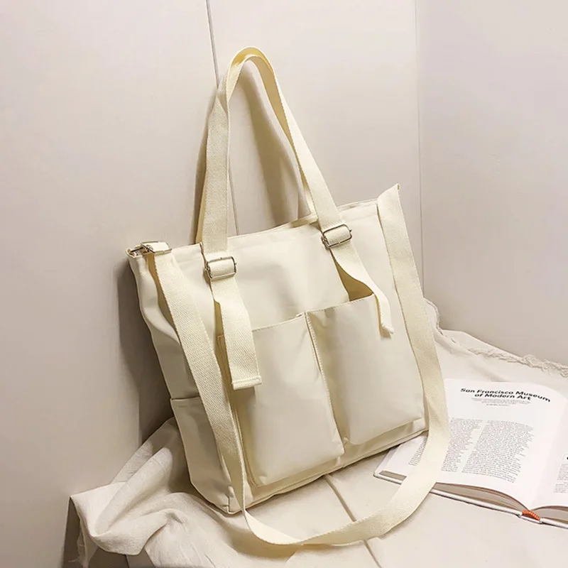 2022 Canvas Diagonal Cross Bag Youth Fashion Casual Version Large Capacity Shoulder Bag Solid Color Women Messenger Bags