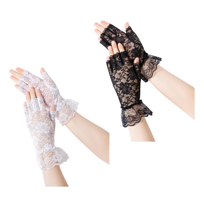 

Bride Wrist Cuff Gloves Nightclub Hollow See Through Fishnet Gloves Mesh Mittens