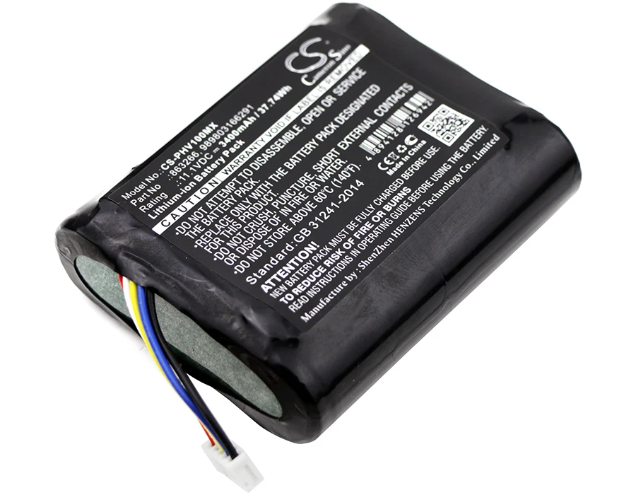 

Cameron Sino 3400mAh Battery For Philips 453564243501 863266 989803166291 989803174881 SureSigns VM1 portable monitor Vsi VS2+