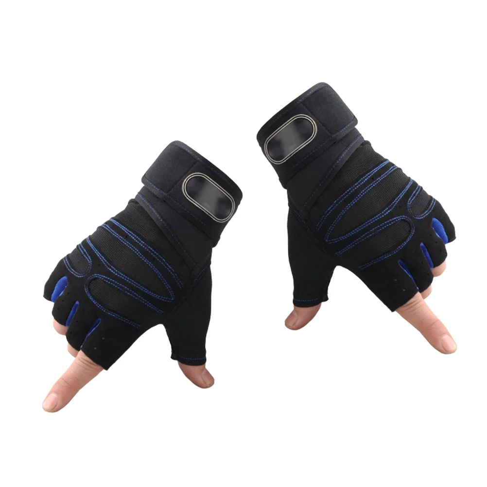 

1 Pair fitnesss Half-finger Gloves Men Outdoor Riding Gloves Fitness Weight Lifting Gloves (Dark Blue, Size M)