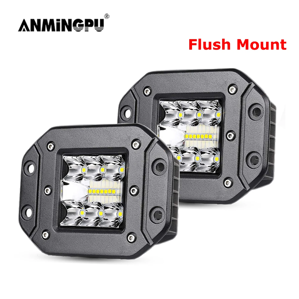

ANMINGPU 5" 39W Flush Mount LED Work Light Bar Offroad 12V 24V Spot Flood Beam Led Light Bar for Truck Jeep Atv 4x4 Car Fog Lamp