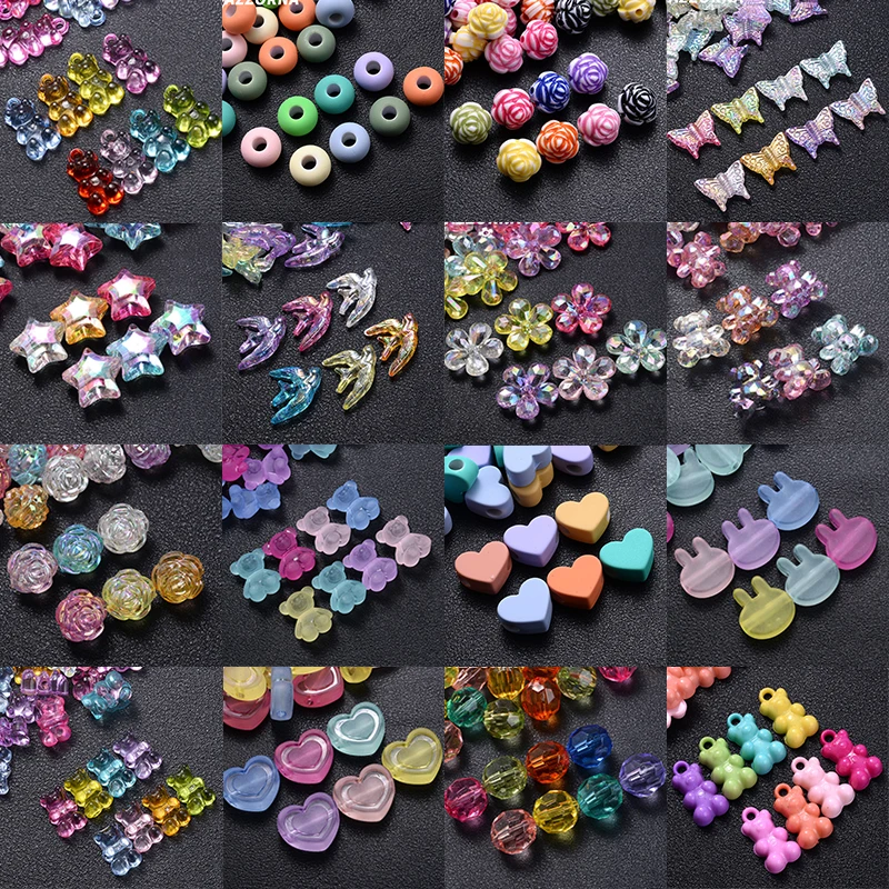 

20Pcs/Lot 20x22mm New Transparent Matte Heart Acrylic Loose Spacer Beads With Hole for Jewelry Making Charm Bracelet Neckalce