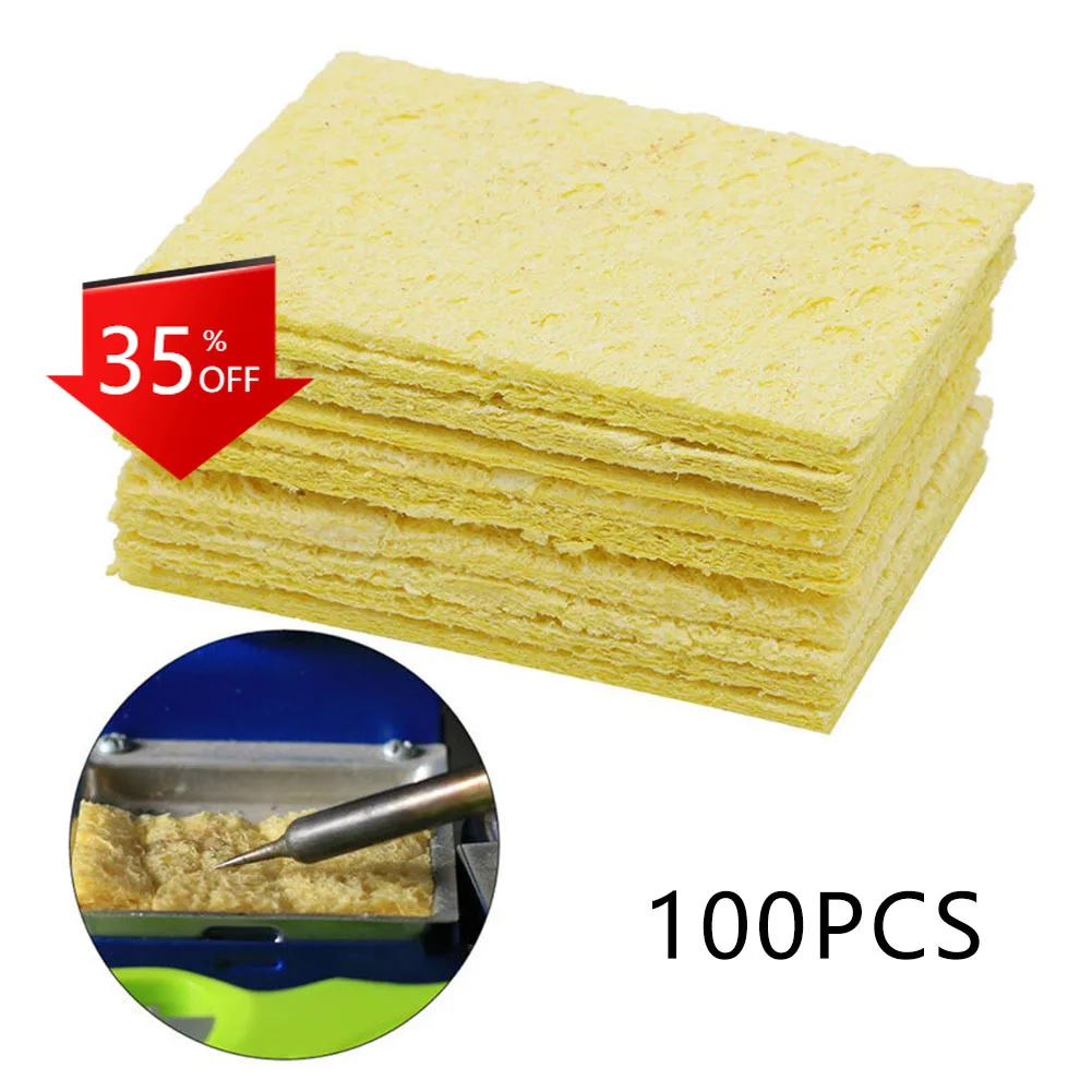 

100pcs Cleaning Sponge Cleaner Soldering Iron Cleaning Pads Sponge Tip For Enduring Solder Welding Station Repair Tools