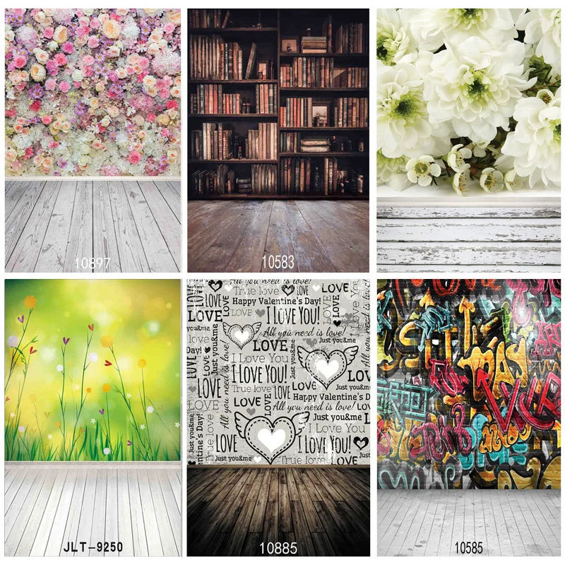 Виниловый фон на заказ с изображением деревянного пола цветов ландшафта для