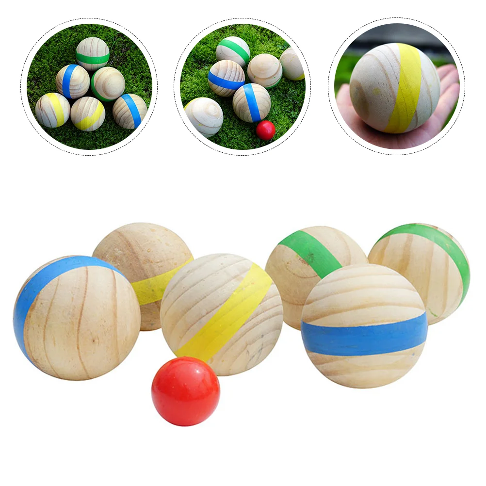 7Pcs Wooden Grass Rolling Balls French Style Sports Bocce Children Funny Balls