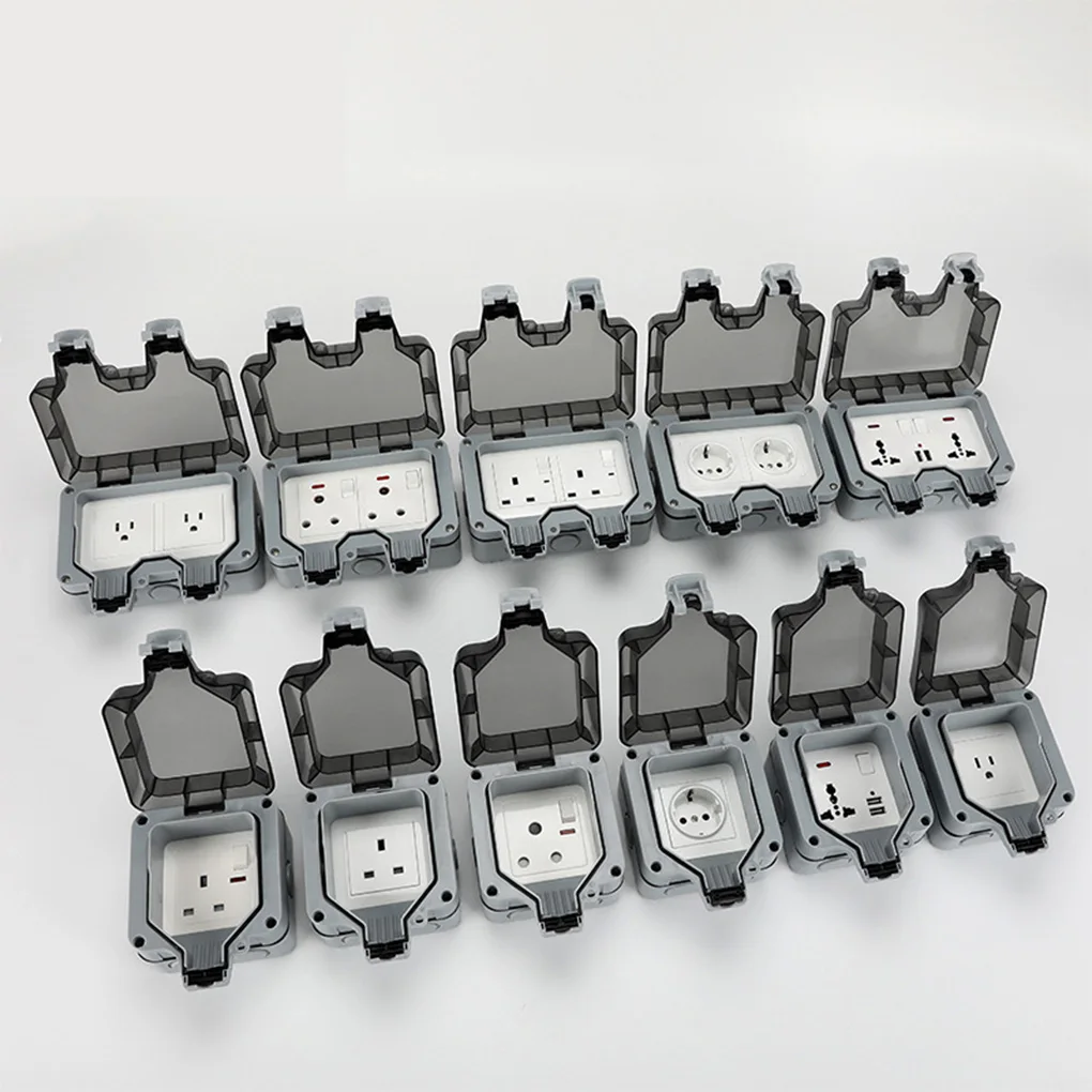

UK Plug Outdoor Socket 6 Holes Wall Power Outlet Mall Electrical Box