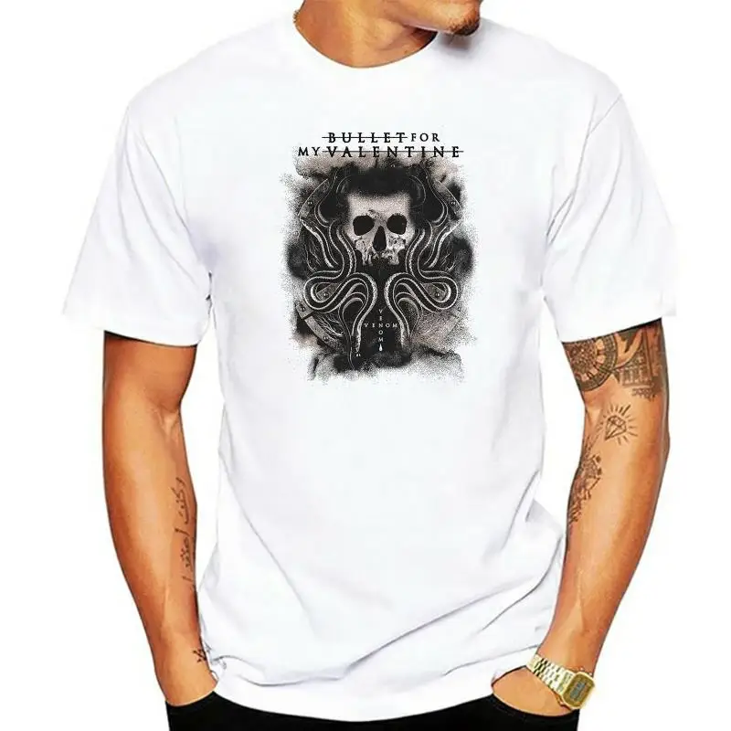 

Men Fashion Bullet For My Valentine Mens T-Shirt Tee White Snakes Skull Venom Official Mens Shirts Men Clothes Novelty Cool