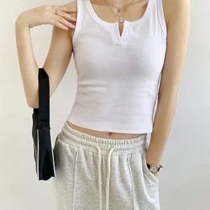Summer New Tight Sleeveless Tank Tops Women Fashion Design Slim Fittness Woman Cropped Top Thread in Pakistan