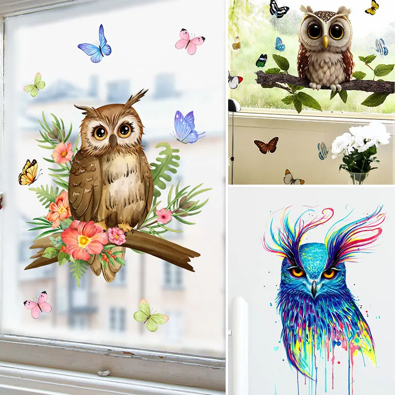 

M20 Branch Owl Butterfly Wall Sticker Kids Room Background Refrigerator Home Decoration Mural Living Room Wallpaper Decal