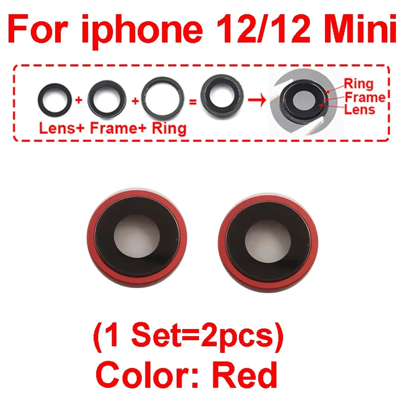 Фото Полный комплект: объектив камеры + рамка + кольцо для iPhone 12 Mini Pro Max, защитное стекло для задней камеры, запасные части для ремонта №3