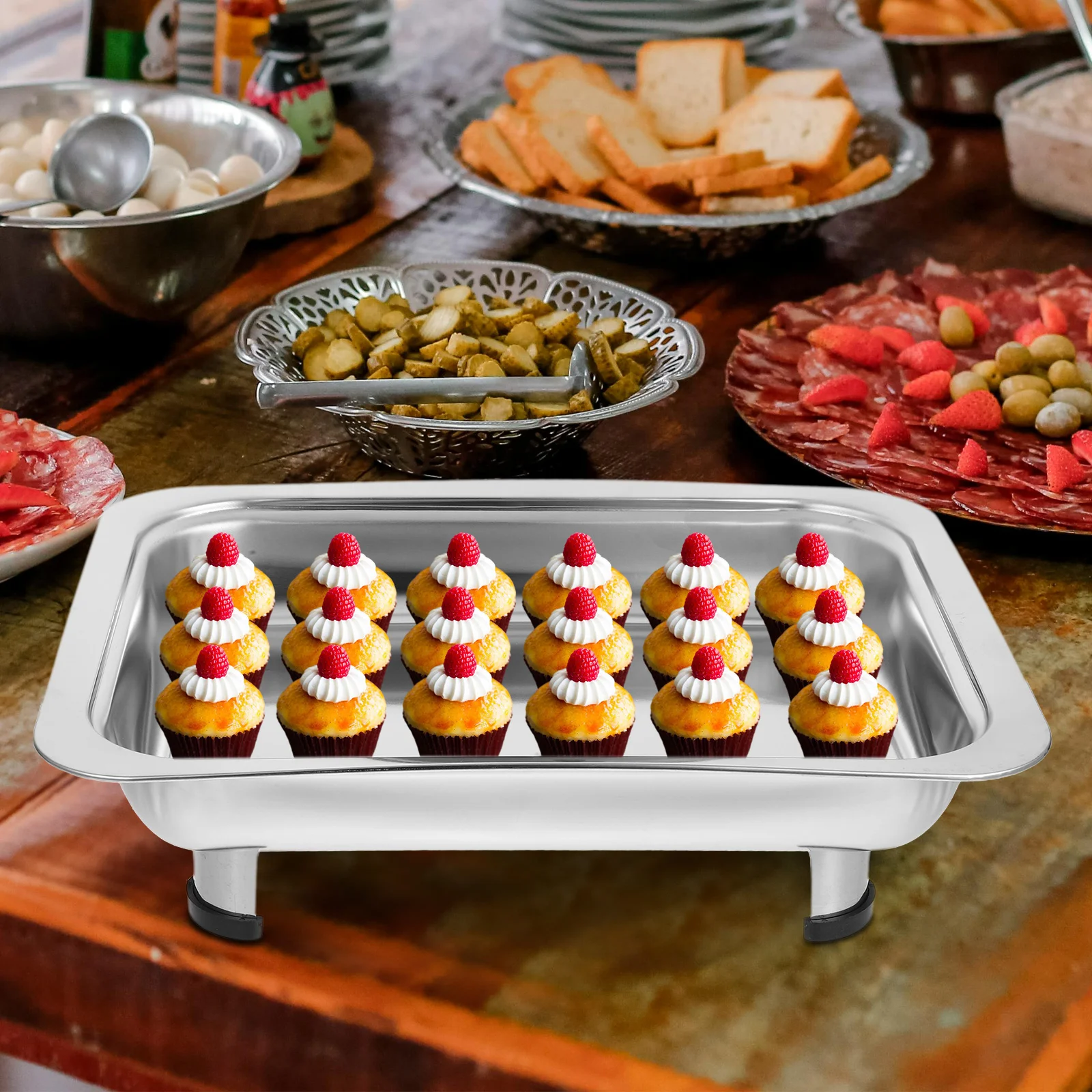 Стальной шведский стол поднос для гриля сервер сковорода из нержавеющей стали