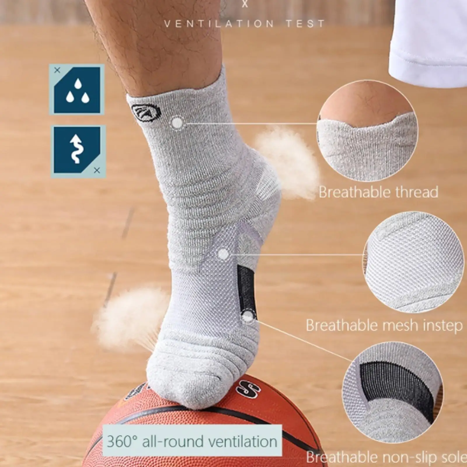 

Носки мужские компрессионные дышащие, спортивные высокие эластичные, впитывающие влагу, для баскетбола, Cy G1H5, 5 пар/комплект