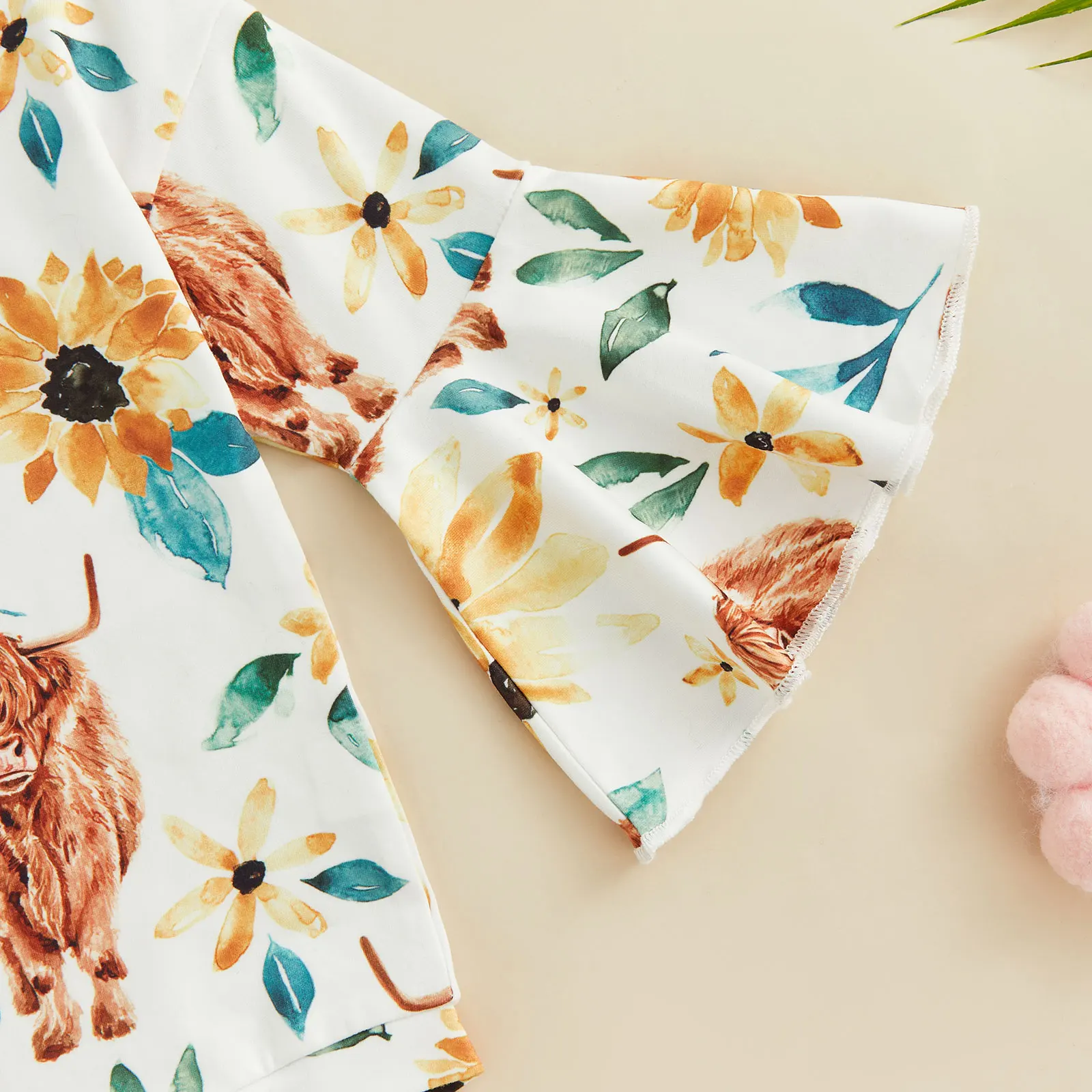 Комбинезон и повязка на голову для маленьких девочек цветочный/кактусный принт