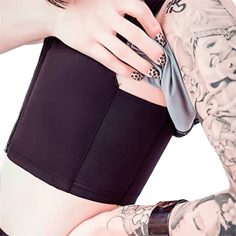 HaleyChan Women Trans Lesbian Tomboy Zip Up Chest Binder Quick-Drying Swimwear Swimsuit Corset Vest Tank Top+Swimming Pants Tops