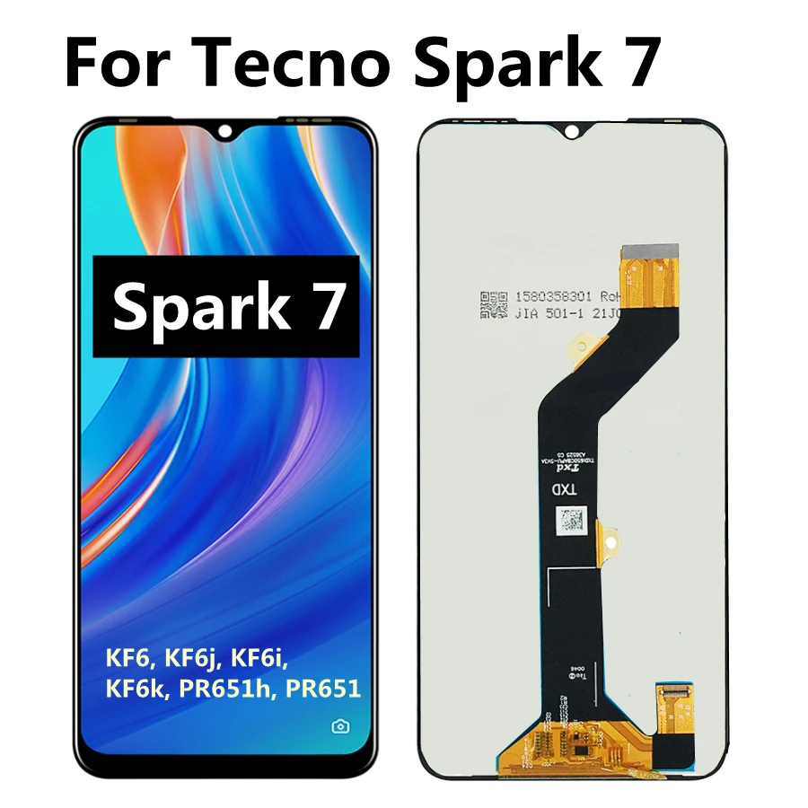6 5 для Tecno Spark 7 дисплей KF6J KF6N ЖК-дисплей с сенсорным экраном и дигитайзером замена