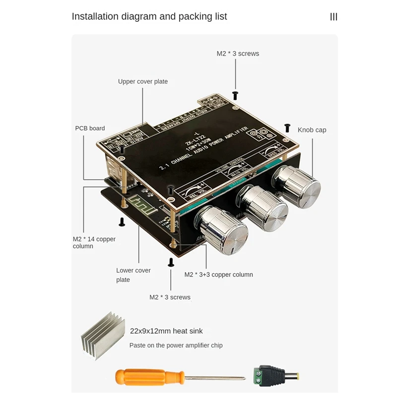 ZK-LT22 5 1 Bluetooth плата усилителя мощности двойной 15 Вт 2 1-канальный усилитель с