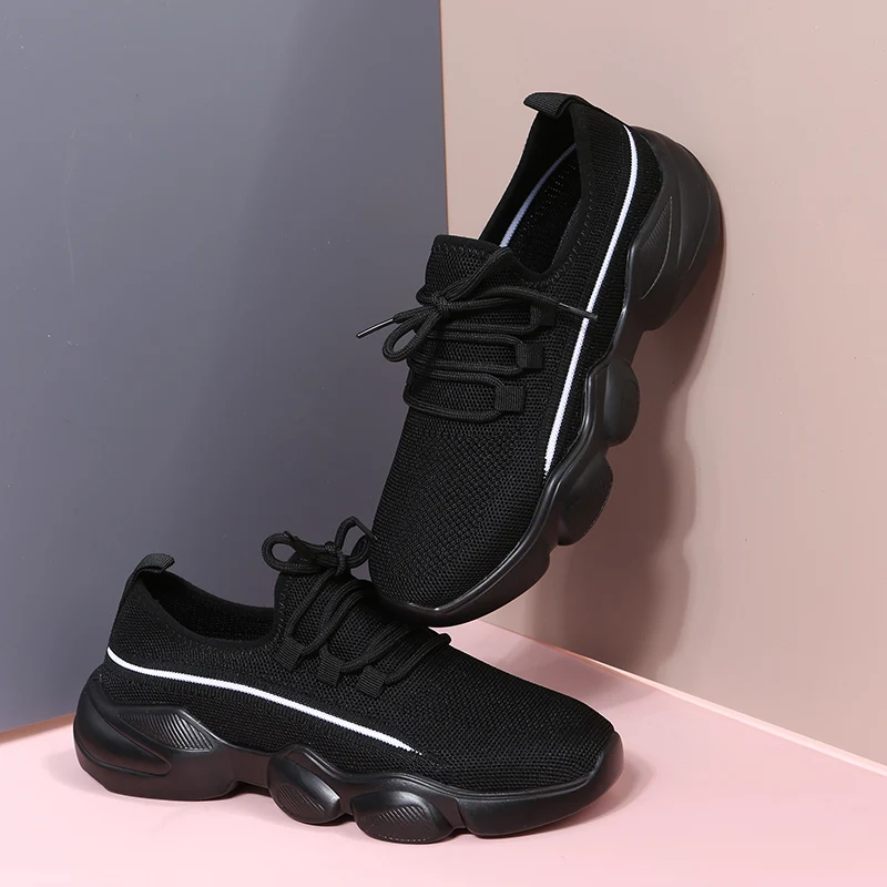 

2022 Women's Mesh Flats High Quality Women's Vulcanized Shoes Fashion Sneakers Comfortable Running Shoes Lace-Up Mesh Shoes