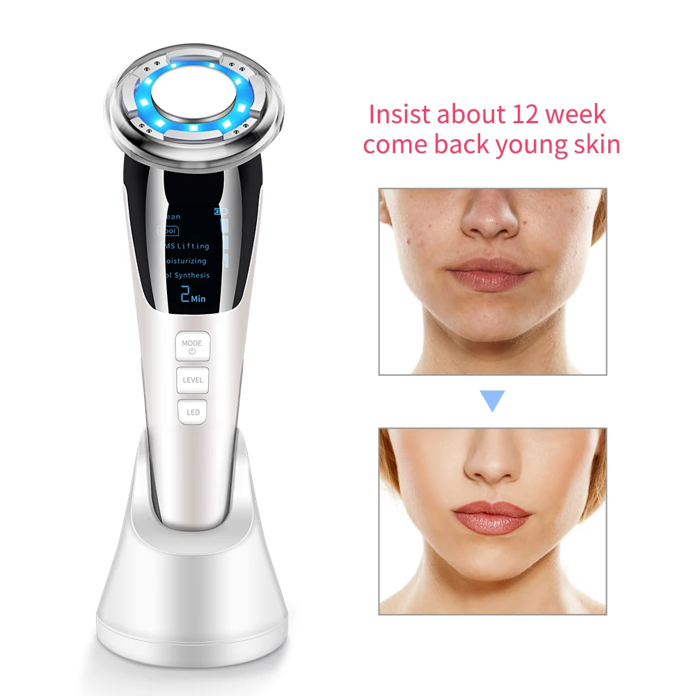 

EMS Facial Massager LED Light Microcurrent Face Lifting Skincare Wrinkle Removal Skin Tighten Hot Cool Compress Skin Care Beauty