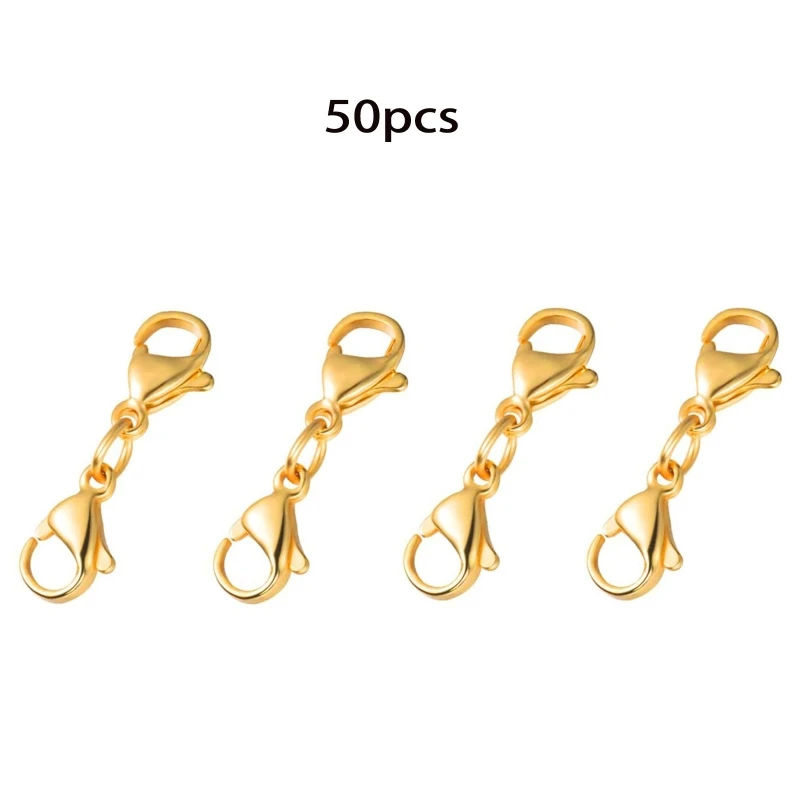 

50Pcs Double Lobster Clasp Extender Double Claw Connector Bracelet Extension Clasp for DIY Jewelry Making Women 25mm