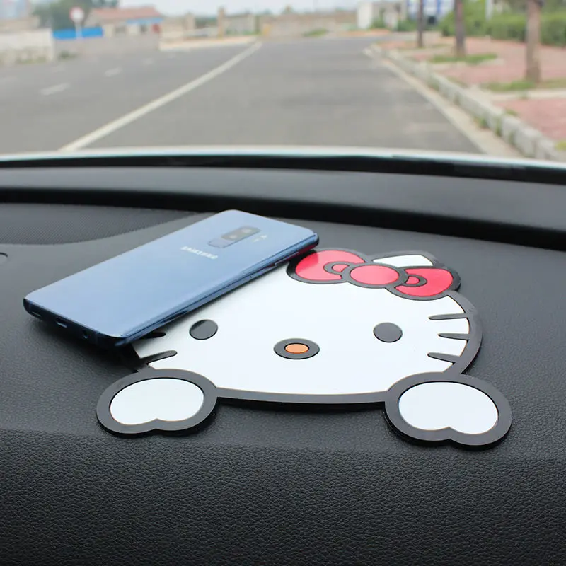

Hello Kitty на борту нескользящий Коврик симпатичный креативный автомобильный телефон силикагелевый коврик для приборной панели автомобильный коврик для хранения