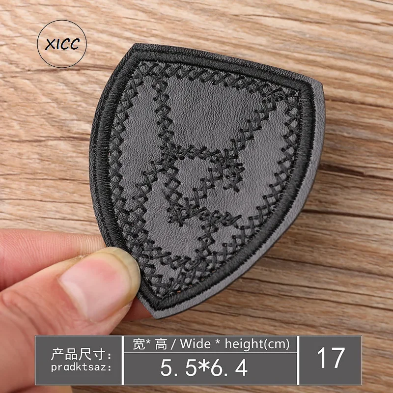 Кожаные нашивки из искусственной кожи с вышивкой бабочка звезда полоска черные