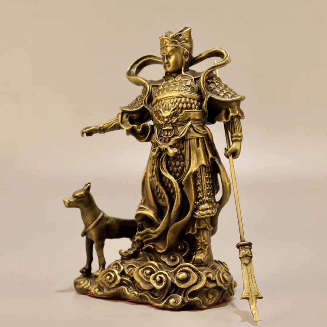 7-дюймовая коллекция тибетского храма старая латунь Бог Эрлен Лян Чжэн Чжэнь Ян