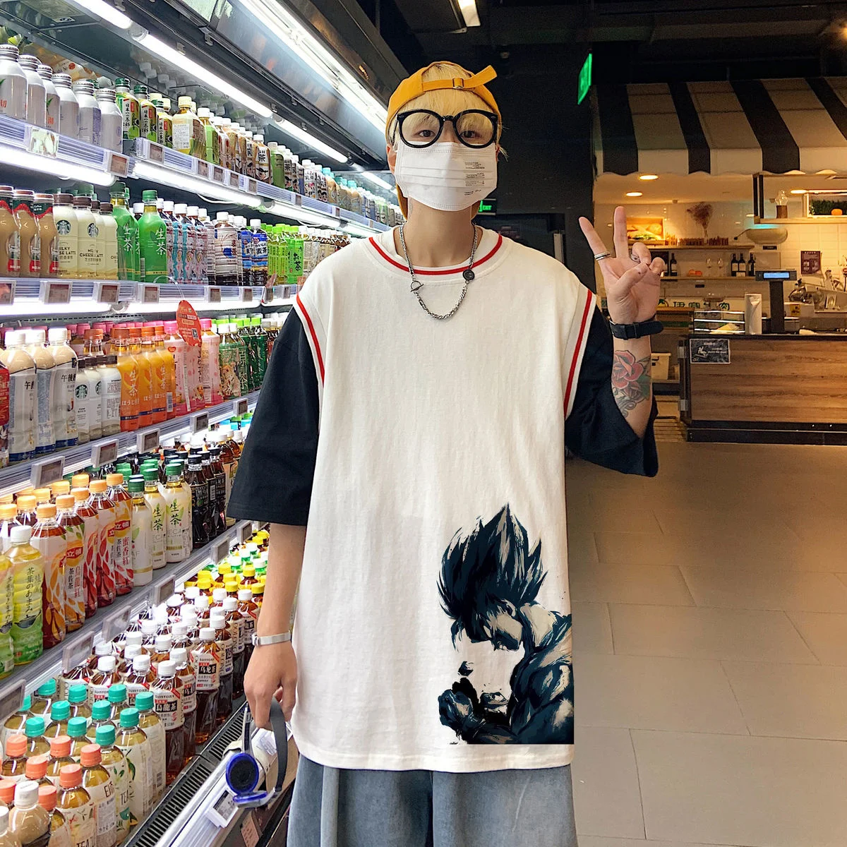 

2022 Summer Men's Fashion Trend Short Sleeved T-shirt Cartoon Printing Cotton Clothes T Shirt Black/white/green Tshirt M-5XL