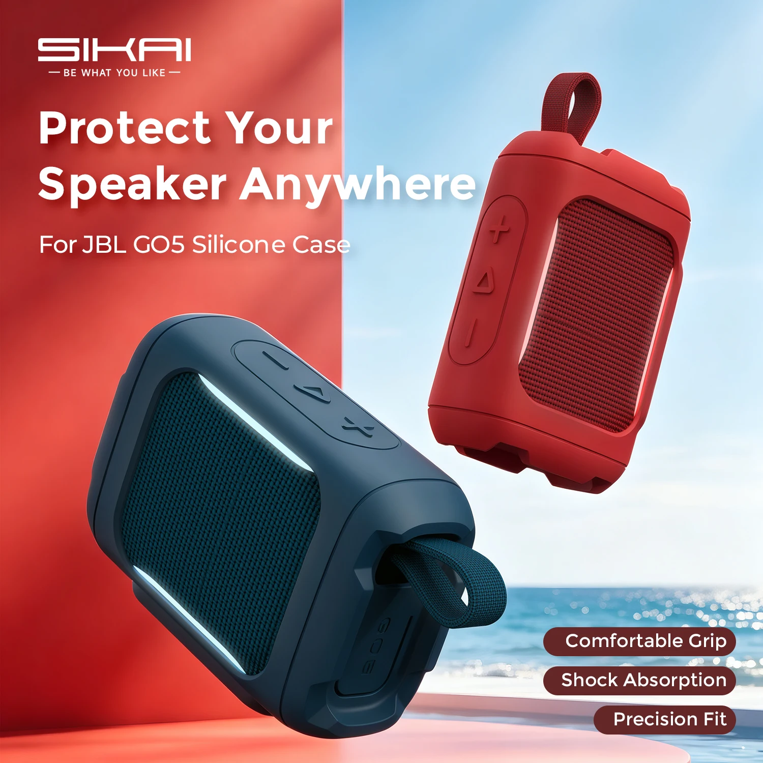 Фото Силиконовый чехол SIKAI для Bluetooth-колонки JBL GO 5, защитный чехол, ударопрочный, устойчивый к царапинам, дорожный чехол №2