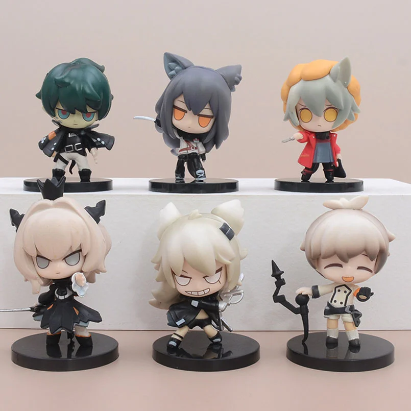 

6pcs/Set Q Version Anime Arknights W Game Nian Amiya Figure Swimsuit Beach Party Action Figure Collection Model Doll Toys 10CM