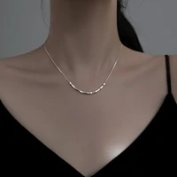 new sterling silver small square necklace womens light luxury high quality clavicle accessories girls jewelry necklaces
