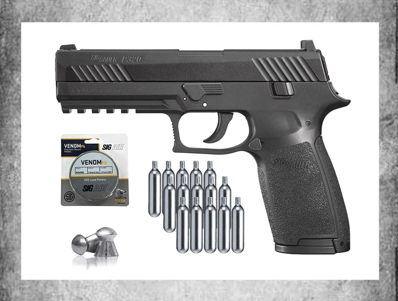 

SIG Sauer P320 Air Pistol with CO2 12 Gram (15 Pack) and 500 Lead Pellets Wall tin sign 8*12inch