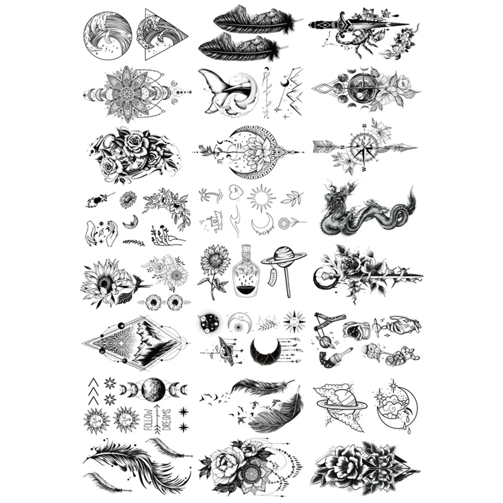 

40 Sheets Tattoo Stickers Flower Pattern Tattooing Water Proof Tattoos Decal Deco Temporary Body