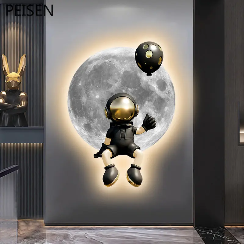

Creative Astronaut LED Lamp Painting Painting Simple Living Room Corridor Hanging Painting Luminous Murals Home Decor