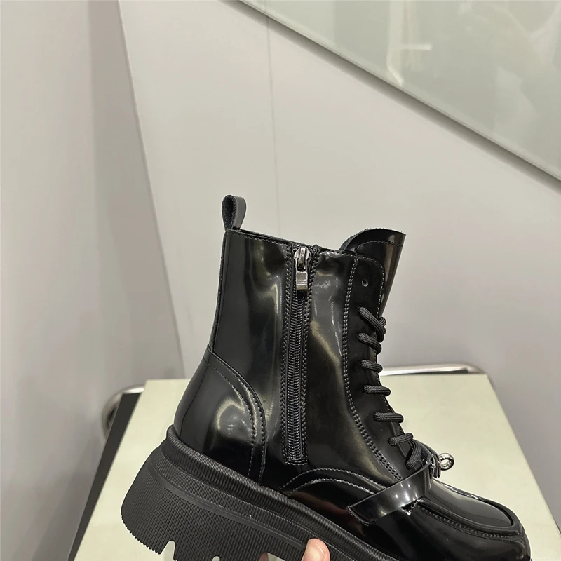 AIYUQI Marton Boots For Women Autumn Genuine Leather Ankle Boots For Women platform British Style Motorcycle Boots For Ladies