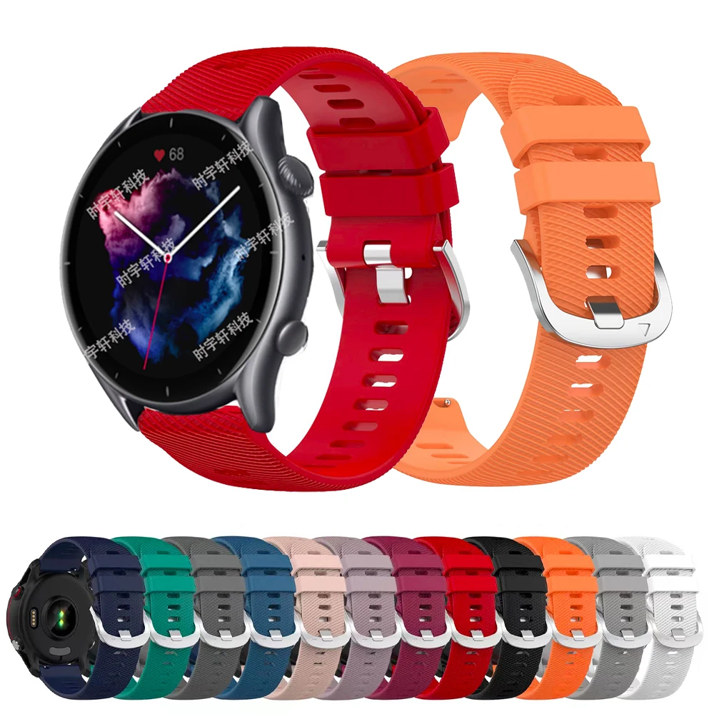 Ремешок силиконовый для смарт-часов Amazfit GTR 3 Pro/4 2 2E/47 мм спортивный браслет Pace/Stratos