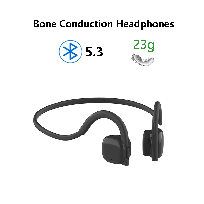 Real Bone Conduction Headphones Bluetooth 5.3 Wireless Earphones Waterproof Sports Headset with Mic for Workouts Running Driving