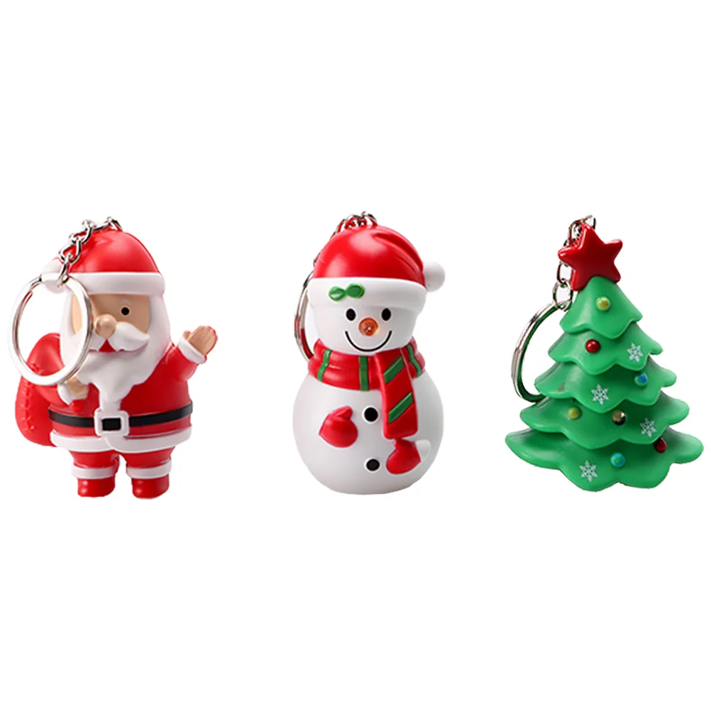 

Christmas Keychains Party Key Rings Santa Claus Tree Xmas Led Supplies Treat Favors Bag Fillers