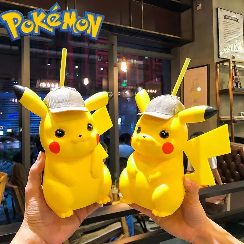 

Detective Pikachu Popcorn Bucket Toys Cute Pikachu Model Water Cups For Kids Straw Cup Bag Birthday Gifts Pockballs Monster Toys